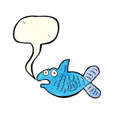 Konuşma baloncuklu çizgi film balığı