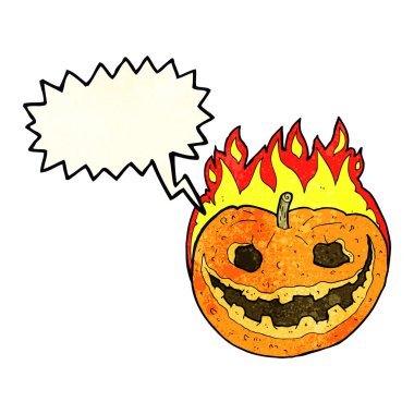 Konuşma baloncuklu garip balkabağı.