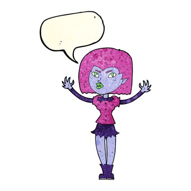 Konuşma baloncuğu olan vampir kız.