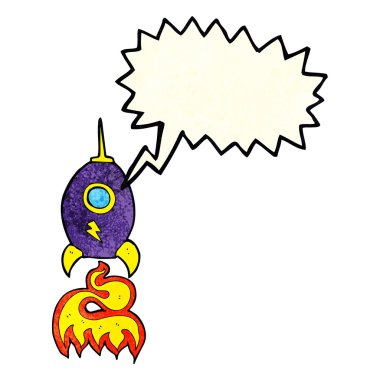 Konuşma baloncuklu çizgi film uzay gemisi