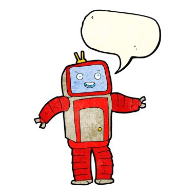 Konuşma baloncuklu çizgi film robotu