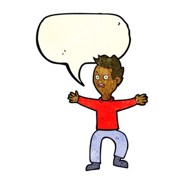 Çizgi filmci konuşma baloncuğuyla panikliyor.