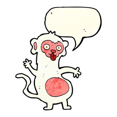 Konuşma baloncuğu olan komik çizgi film maymunu