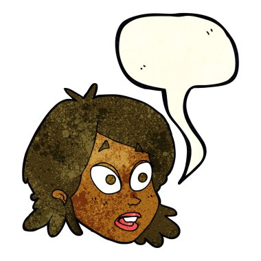 Konuşma baloncuğu ile şaşırmış kadın yüzü