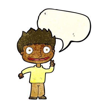 çizgi film mutlu çocuk konuşma balonu ile