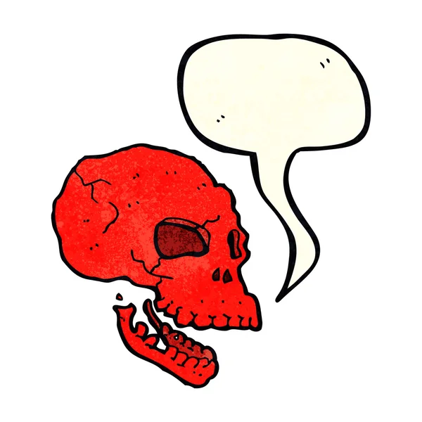 Calavera espeluznante de dibujos animados con burbuja del habla — Vector de stock