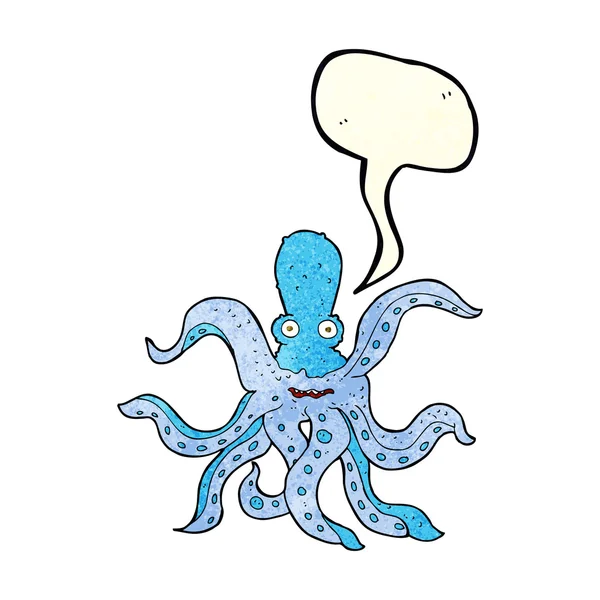 Cartoon giant octopus with speech bubble — Stock Vector