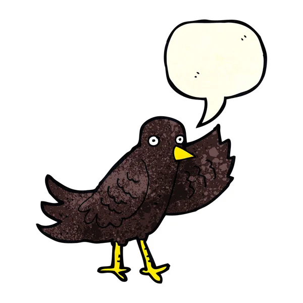 Dibujos animados ondeando pájaro con burbuja del habla — Archivo Imágenes Vectoriales