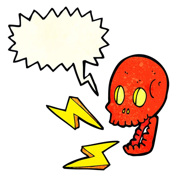 Dibujos animados loco cráneo con burbuja de habla — Vector de stock