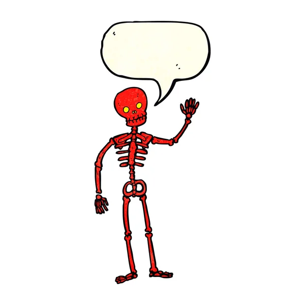 Squelette d'agitation de dessin animé avec bulle de parole — Image vectorielle