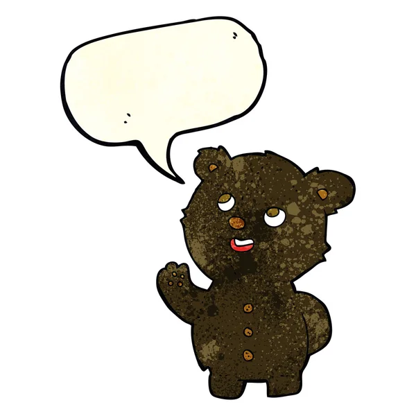 Мультфильм милый черный медвежонок с пузырьком речи — стоковый вектор