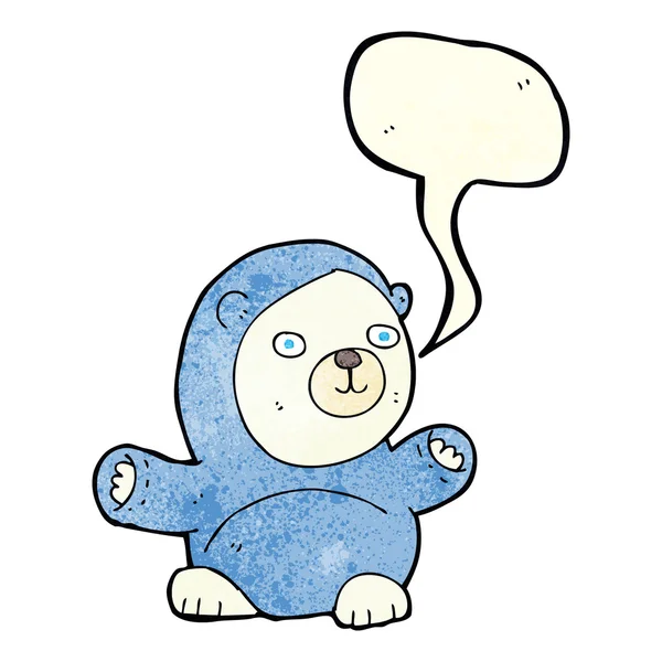 Lindo oso polar de dibujos animados con burbuja de habla — Vector de stock