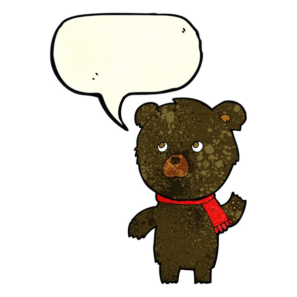 Cartoon söt svart Björn med pratbubblan — Stock vektor
