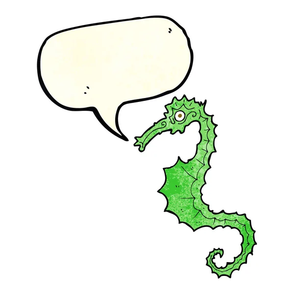 Cavalo de mar dos desenhos animados com bolha de fala — Vetor de Stock