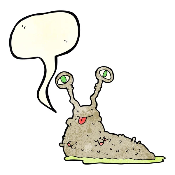 Dessin animé brute limace avec bulle de parole — Image vectorielle
