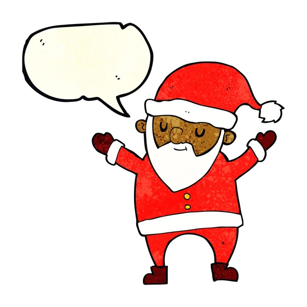 Cartoon dancing santa with speech bubble — Stock Vector