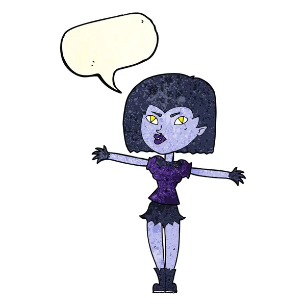Cartoon vampire girl with speech bubble — Stock Vector