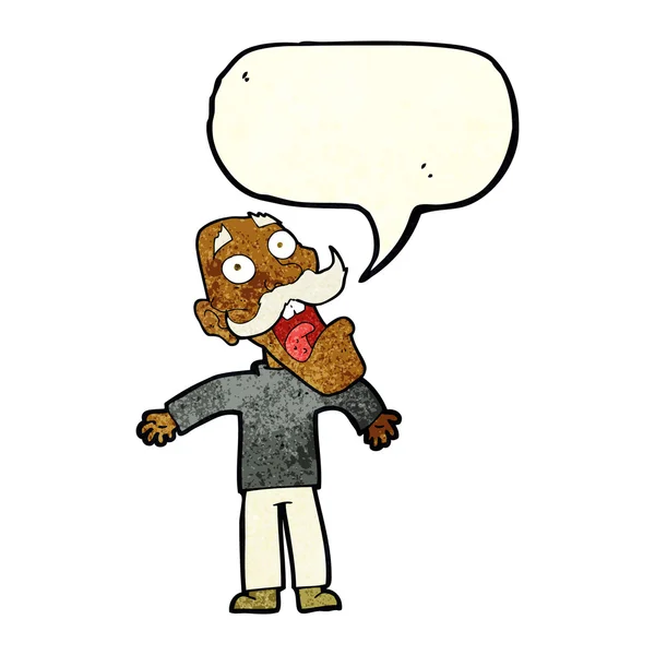 Cartoon bang oude man met spraakzeepbel — Stockvector