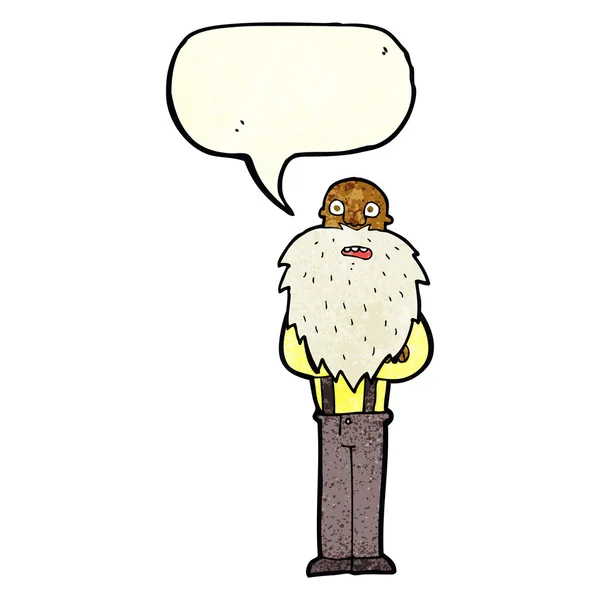 Hombre viejo barbudo de dibujos animados con burbuja del habla — Archivo Imágenes Vectoriales