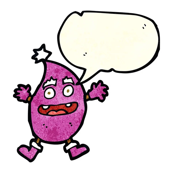 Desenho animado criatura engraçada com bolha de fala — Vetor de Stock