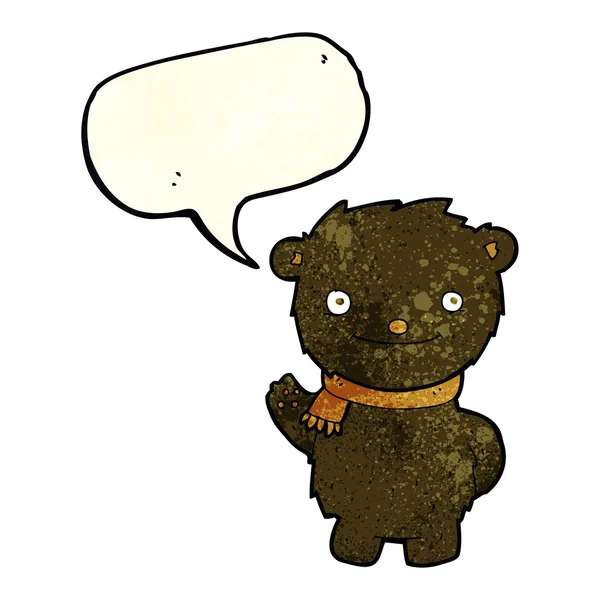 Cartoon niedlicher Schwarzbär mit Sprechblase — Stockvektor