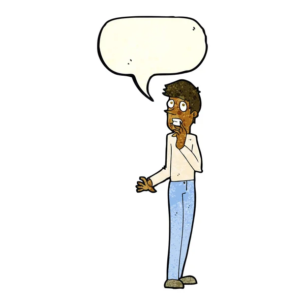 Karikatur besorgter Mann mit Sprechblase — Stockvektor