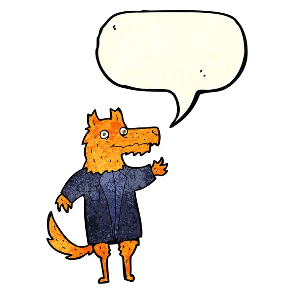 Kreslený fox podnikatel s balónem — Stockový vektor