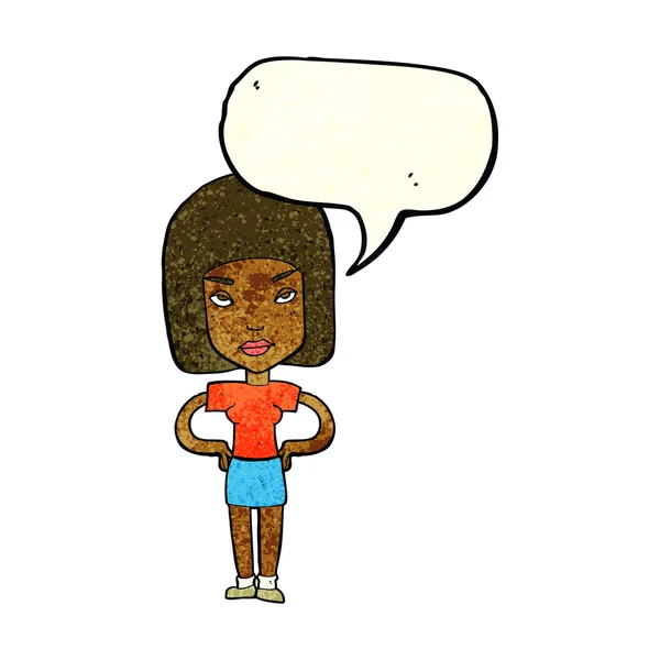 Dibujos animados mujer molesta con la burbuja del habla — Archivo Imágenes Vectoriales
