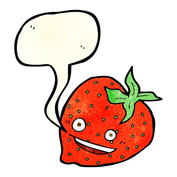 Cartoon strawberry with speech bubble — Stock Vector