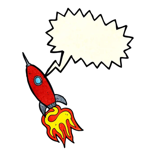 Kreslená vesmírná loď s bublinou řeči — Stockový vektor