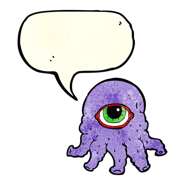 Dibujos animados cabeza alienígena con burbuja de habla — Vector de stock