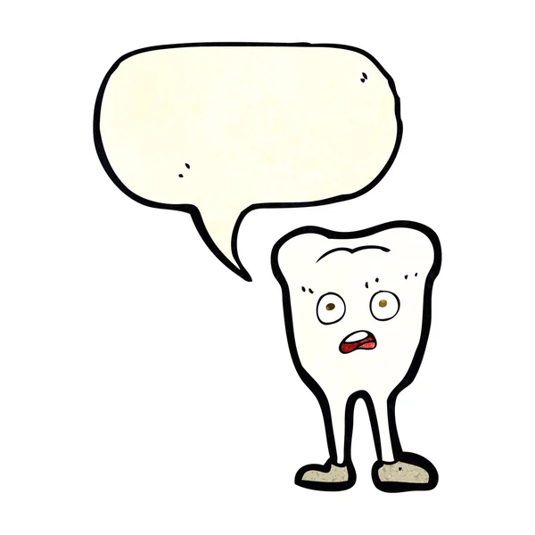 Desenho animado amarelecimento dente com bolha de fala — Vetor de Stock