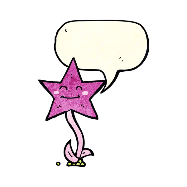Cartoon ster bloem met spraakbel — Stockvector