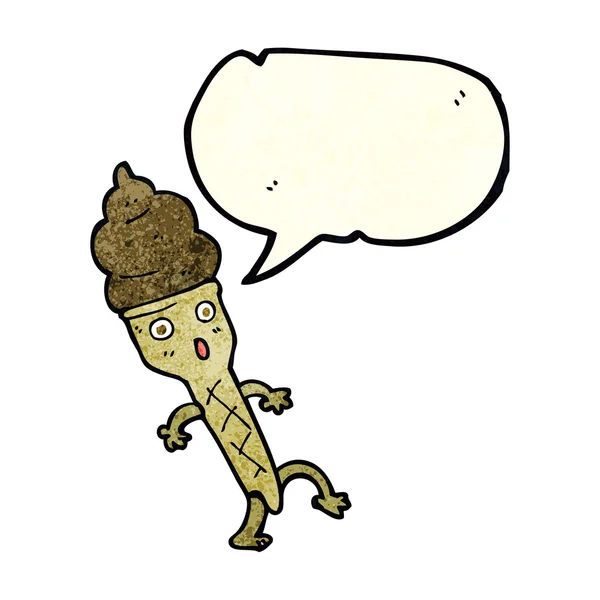 Cartoon ice cream with speech bubble — Stock Vector