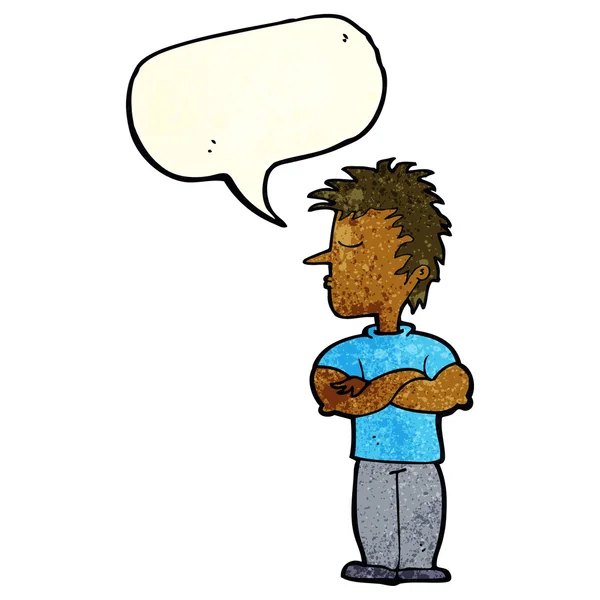 Καρτούν άνθρωπος αρνείται να ακούσει με φούσκα ομιλία — Διανυσματικό Αρχείο