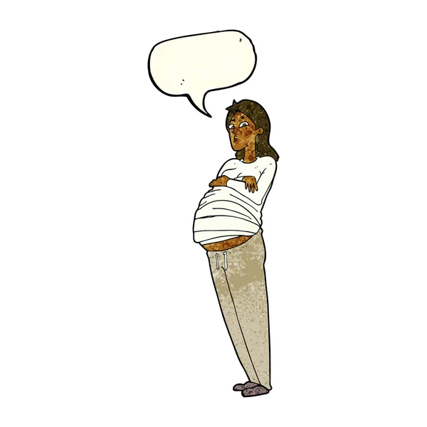 Karikatur schwangere Frau mit Sprechblase — Stockvektor