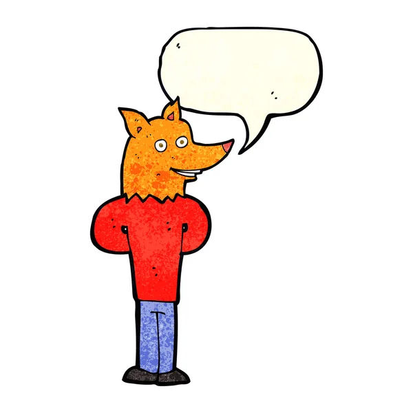 Rajzfilm fox ember a beszéd buborék — Stock Vector