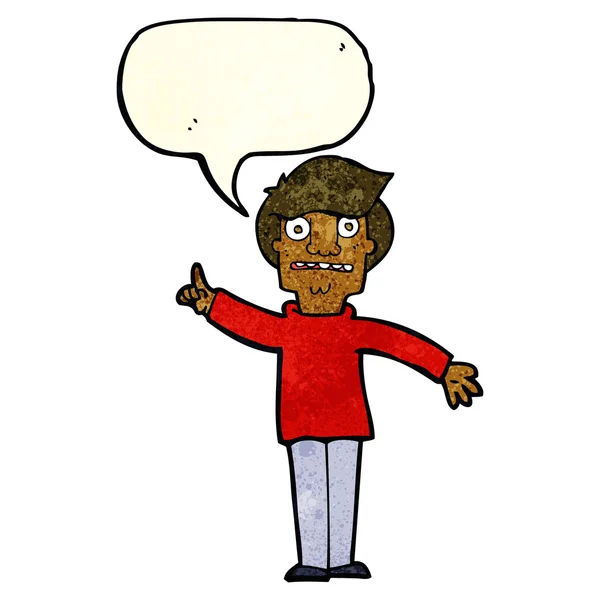 Hombre de dibujos animados haciendo una pregunta con burbuja de habla — Archivo Imágenes Vectoriales