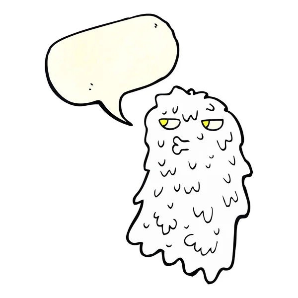 Cartoon gross ghost with speech bubble — Stock Vector