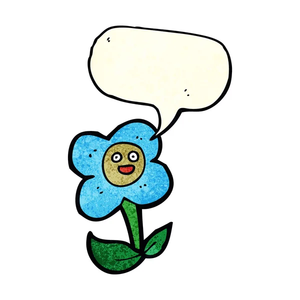 Cartoon-Blume mit Gesicht mit Sprechblase — Stockvektor