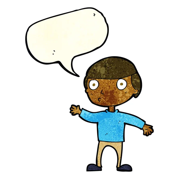 Hombre de dibujos animados ondeando con burbuja del habla — Archivo Imágenes Vectoriales