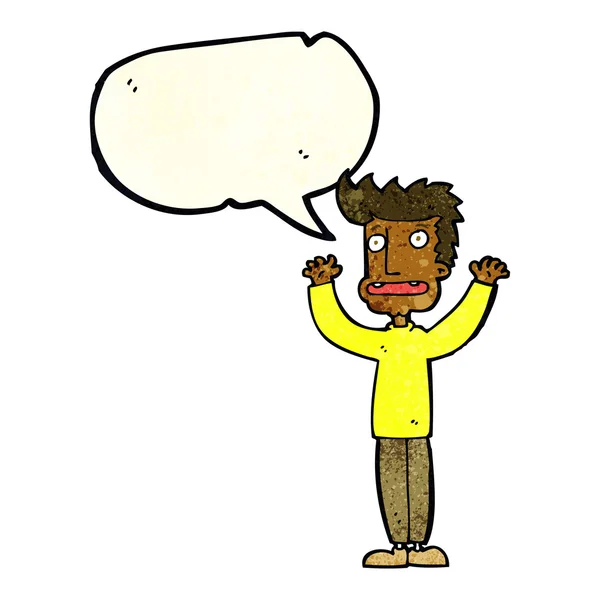 Dessin animé souligné homme avec bulle de parole — Image vectorielle