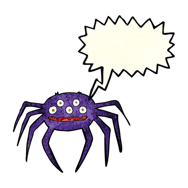 Araña de Halloween de dibujos animados con burbuja de habla — Vector de stock