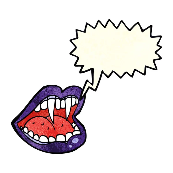 Cartoon vampire mouth with speech bubble — Stock Vector