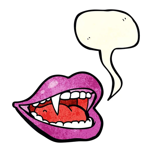 Boca de vampiro de desenhos animados com bolha de fala — Vetor de Stock
