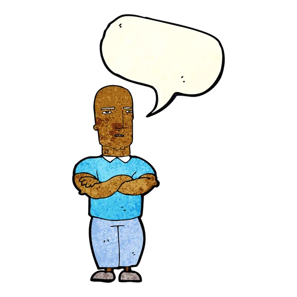 Desenho animado irritado homem careca com bolha de fala —  Vetores de Stock