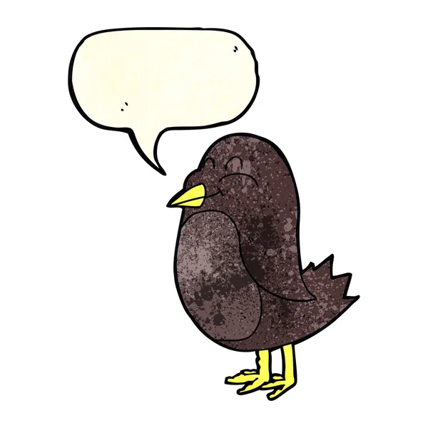 Pájaro de dibujos animados con burbuja del habla — Vector de stock