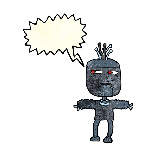 Robot de dibujos animados con burbuja de habla — Vector de stock