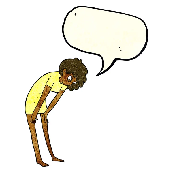 Femme dessin animé regardant ses pieds avec bulle de parole — Image vectorielle