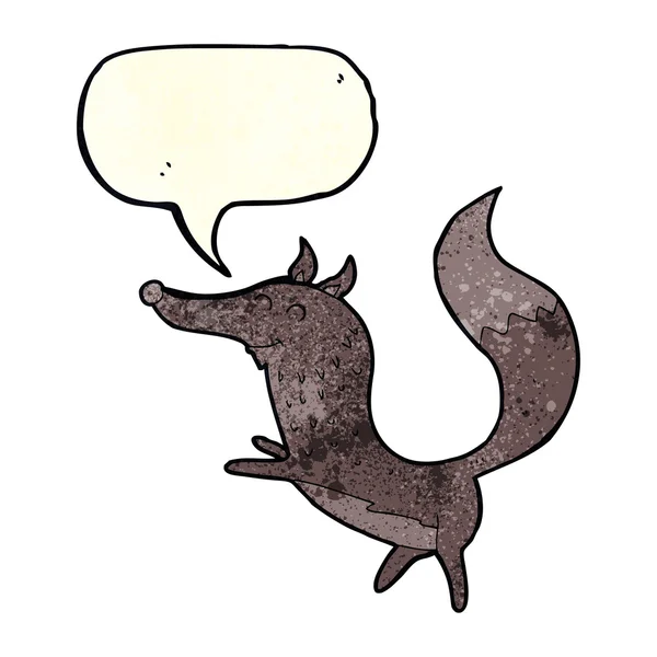 Karikatur glücklicher Wolf mit Sprechblase — Stockvektor